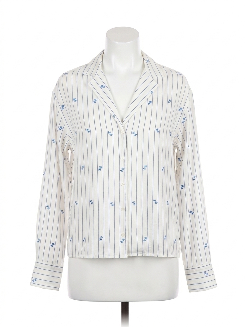 NEW FIFTEEN TWENTY lynette long sleeve shirt in cream/blue